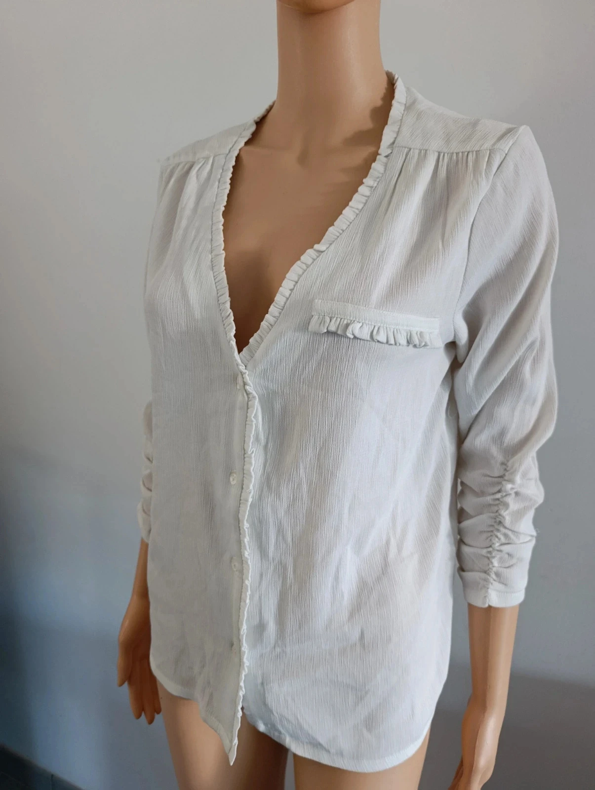 White Kaporal blouse XS – 3/4 smocked sleeves – fluid and elegant – photo 7